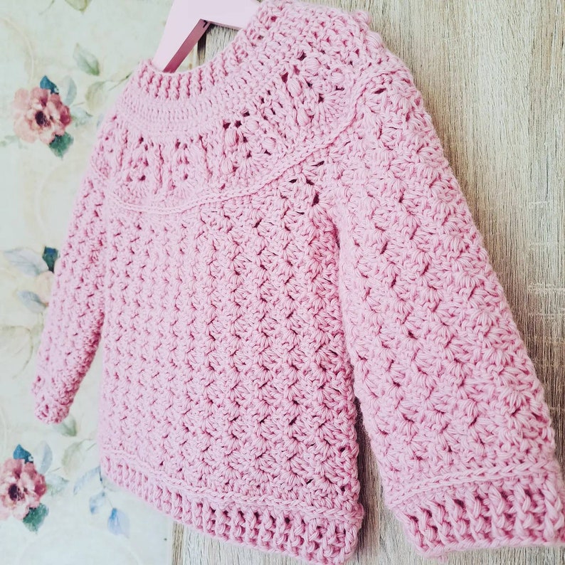 Crochet Pattern Roselyn Sweater Girls Sweater Pattern - Etsy