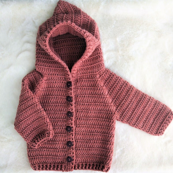 Crochet pattern - Hooded Cardigan -  Baby hooded cardigan crochet pattern