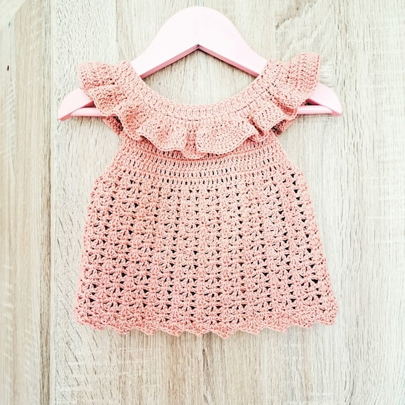 トップス andmary Crochet frill knit tops ANDMARY】Crochet frill knit tops