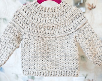 Crochet pattern Daisy Sweater, Girls sweater pattern, Crochet patterns,  Sizes 6 months up to 9 years