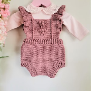 Crochet pattern Baby Romper - "Bella Romper"   - Bobble Romper pattern - Sizes: 0-3 months, 6-9 months, 9-12 months, In English only!