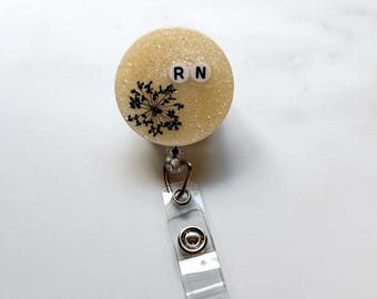 Glitter RN Resin Badge Reel, Neutral ID Holder, Nurse Gift