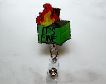 Dumpster Fire Badge Reel, Retractable Medical ID Holder, Radiology X-ray Clip