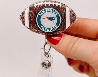 Football Inspired Badge Reel, Glitter Badge Reel, Retractable Badge Reel