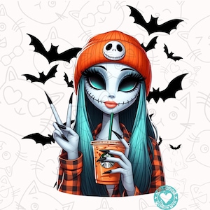 Ragazza scheletro Bougie carina png, ragazza spettrale png, grafica accattivante, design alla moda, ragazza bougie di Halloween, trasferimento DTF, trasferimento a sublimazione