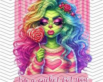 Valentines Grouch png, Bougie Girl Grouch png, Cute Girl Grouch, Valentines Bougie Grouch, Induzierende Grafiken, DTF, Sublimationstransfer png