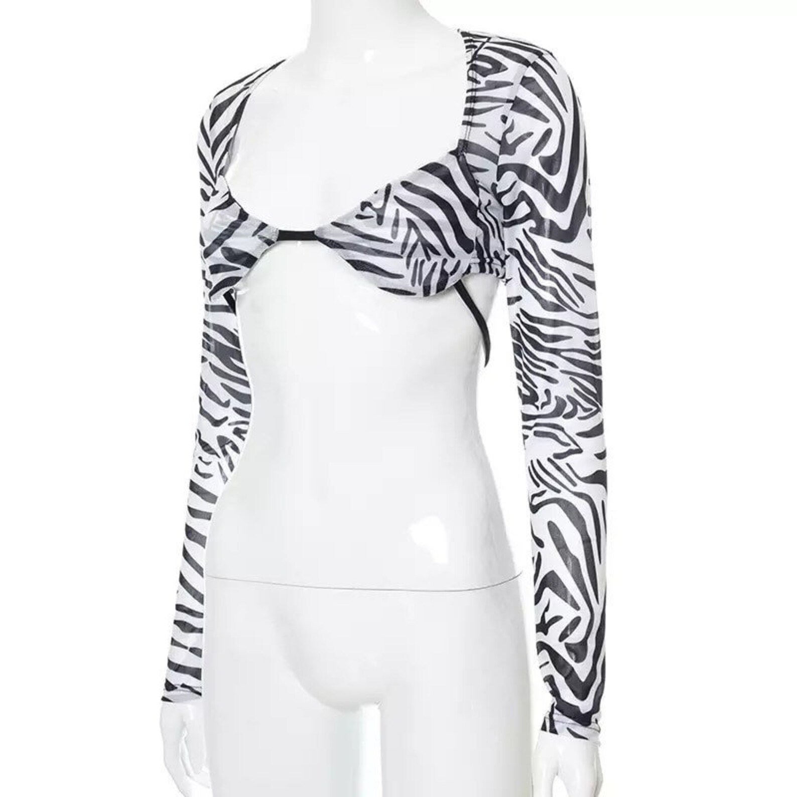 Zebra print top long sleeve crop top Etsy