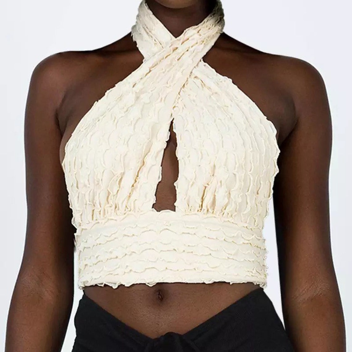 Cross Halter Crop Top Etsy