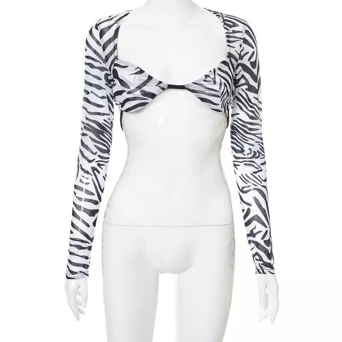 Zebra print top long sleeve crop top Etsy