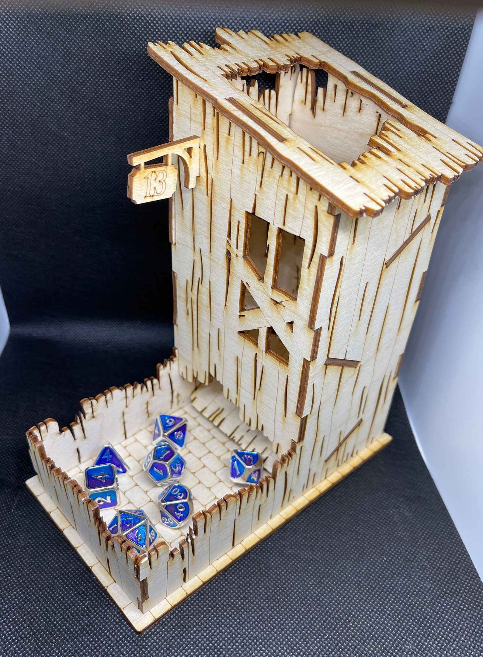 Laser Cut Wooden Dice Tower Ramshackled Free Shipping Etsy