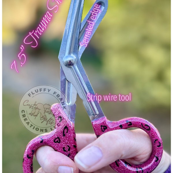 Shear/Light/pen SET Caribiner Glittered Medical Trauma Shears 7.5 inches|trauma shear holder| Steel Blades, personalized trauma shears