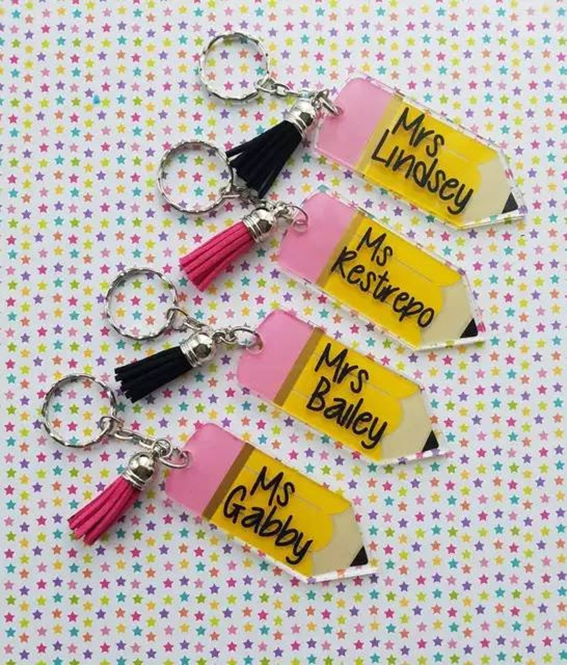 Blank acrylic pencil keychain for personalized Teacher's Etsy