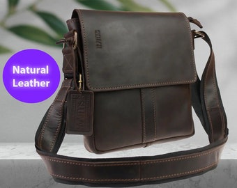 Leder Umhängetasche Braun, Crossbody Tasche Männer, Ledertasche, Lederhandtasche, Reisetasche, Männertasche, handgemachte Ledertasche, Herrenschultertasche