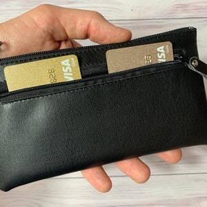 Capa para celular com zíper de três compartimentos preta, Bolsa para celular masculina, Bolsa para celular, Suporte para celular, Bolsa para celular, Carteira para celular