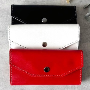 Long womens leather wallet made of smooth leather-Red White Black, Leather woman wallet,Wallet women,Womens gifts,Womens wallet,Leather gift