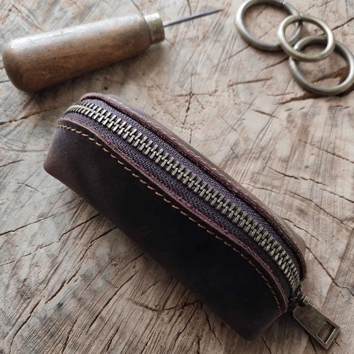 Handmade Leather Key Holder Light Brown, Keychain Leather
