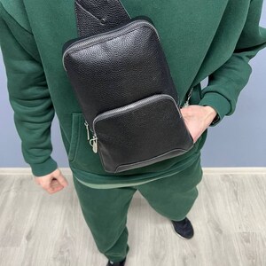 Original Polo Louie Top Men's Monogram Leather Slim Chest Bag Shoulder  Sling Bag Luxury Crossbody Travel Bag