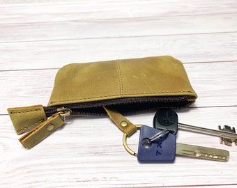 Leather key pouch, Leather key chain, Leather key case, Handmade key holder