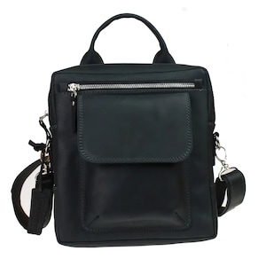 Men Leather Shoulder Bag with Handle Black, Leather handbag, Mens leather bag, Handmade leather bag, Gift for dad, Fathers day gift, Handbag