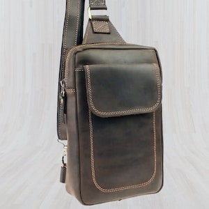 Bolso bandolera de piel para hombre marrón, Bolso bandolera de piel, Bolso de piel hecho a mano, Bolso bandolera para hombre, Bolso bandolera para hombre, Bolso bandolera tipo bandolera