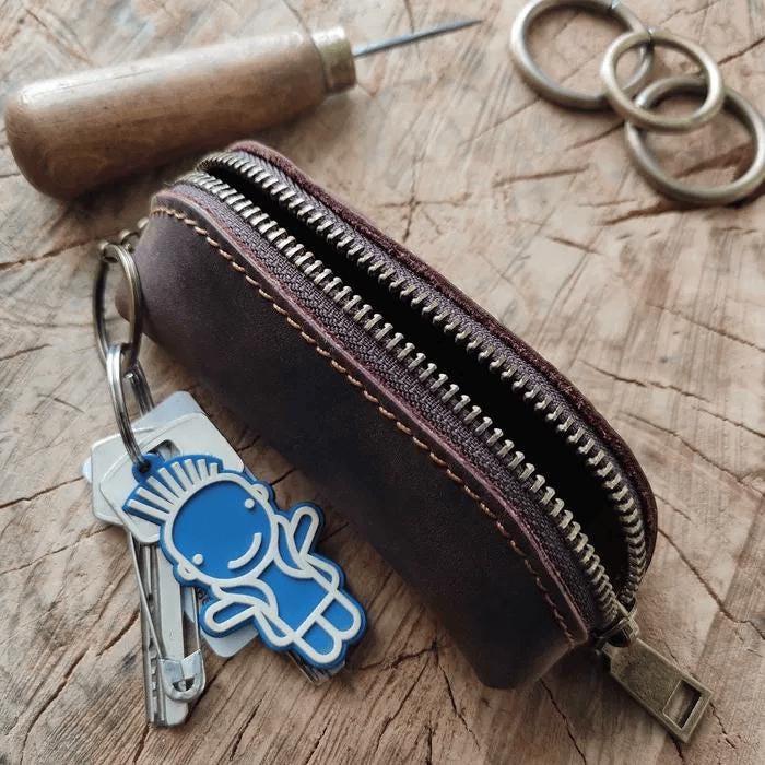 Handmade Leather Key Holder Light Brown, Keychain Leather