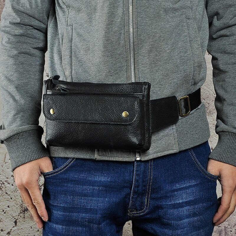 Genuine Leather men Casual Fashion Travel Bag fanny pack bag | Etsy