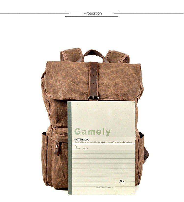 New Luxury Vintage Canvas Backpack for Men Oil Wax Canvas Etsy