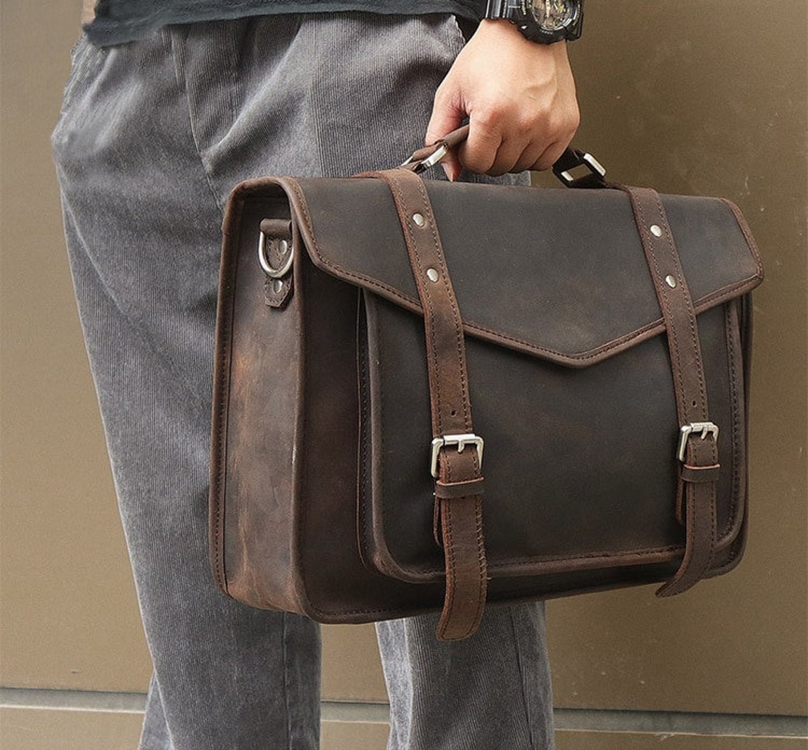 Vintage Genuine Leather Bag Formal Men's Hight Quality | Etsy