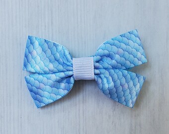 Mermaid Bow , Mermaid Hairbow , Mermaid Hairclip , Mermaid Hair Accessory , Fish Bow , Blue Scales Bow , Toddler Bow , Girls Bow , Teen Bow