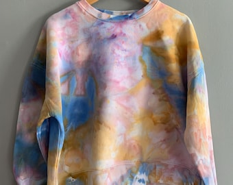 Sudadera Meadow de algodón orgánico teñido con hielo – Rosa, azul, ocre