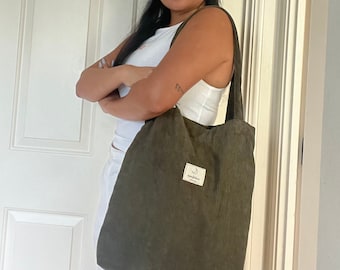 Corduroy tote bag shopping bag eco friendly