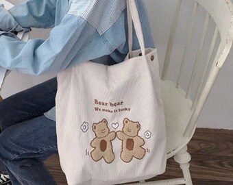 fluffy bear tote bag