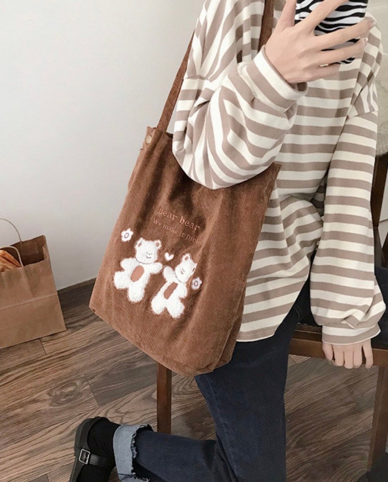 Corduroy Bear Tote Bag Shopping Bag Eco Friendly Etsy