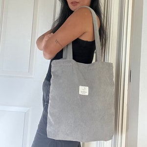 Corduroy tote bag shopping bag eco friendly multiple use
