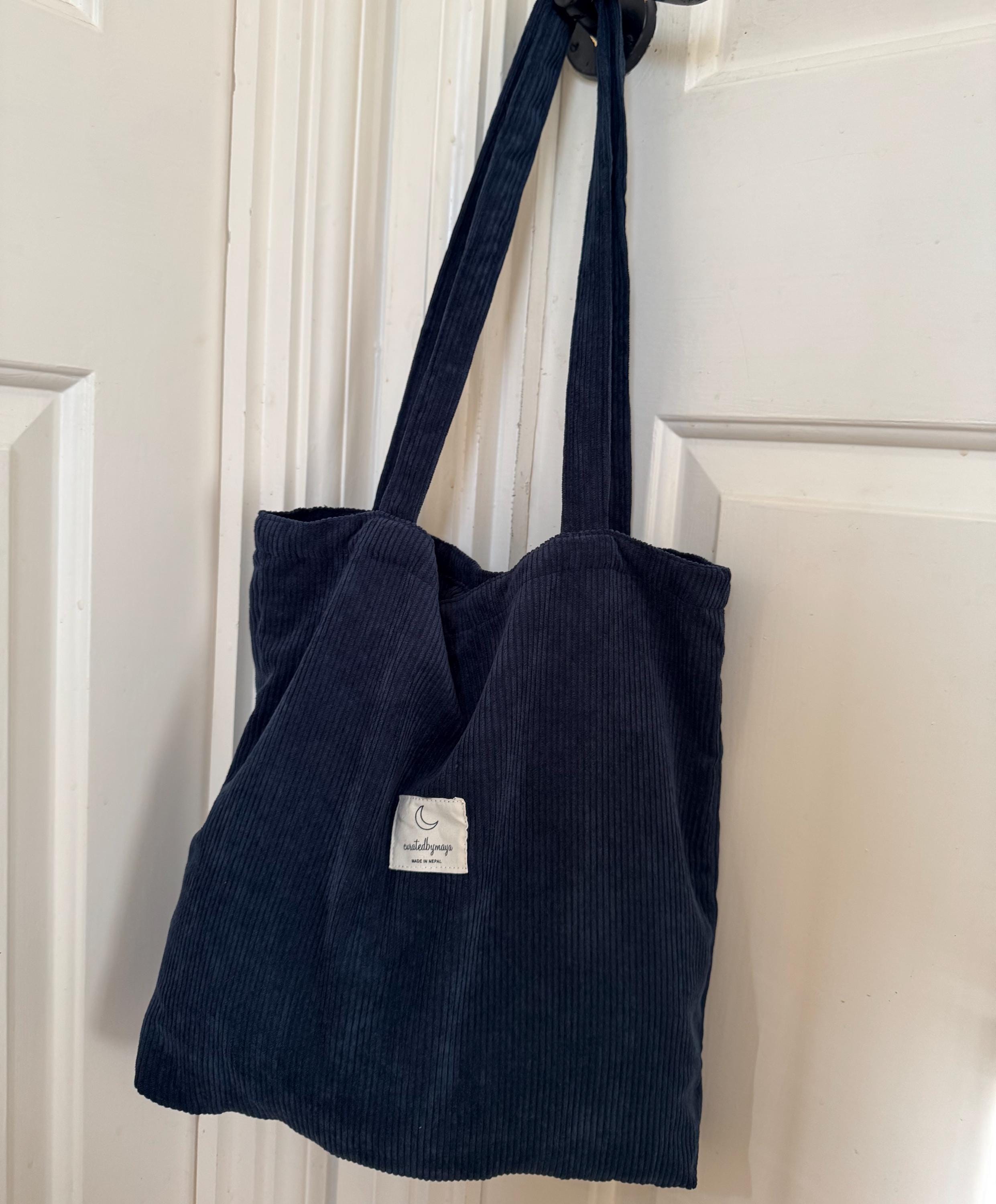 ショルダーバッグ・ポシェット GREEN STUFF Simple shopper bag 62 classic corduroy navy Durable Corduroy Tote Bag for Shopping Travel Canvas