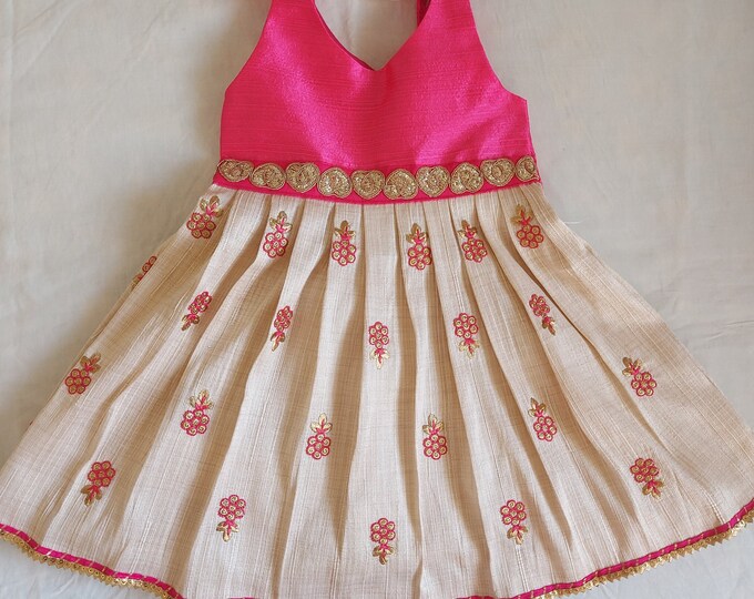 Handmade Embroidered Baby Ethnic Wear, Toddler Indian Gown, Baby One