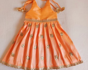 Handmade baby ethnic wear, toddler Indian gown, baby one piece knot frock,infant gown,kids ethnic dress