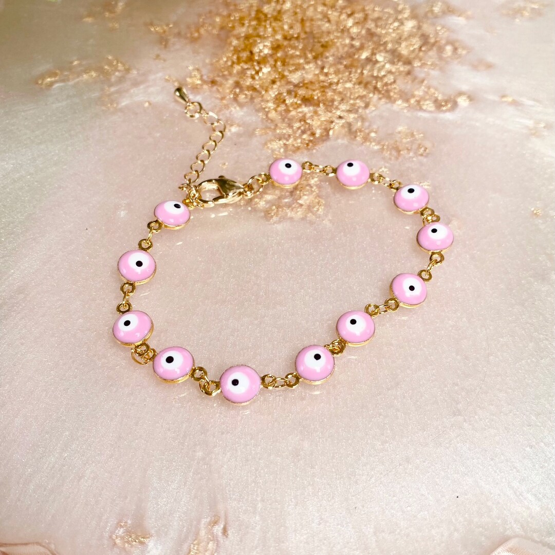 Pink evil eye bracelet Clearance