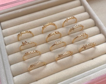 Zodiac Ring | 18k Gold Plated Zodiac Sign Ring | Astrology Jewelry | Zodiac Sign Jewelry | Lettering Jewelry