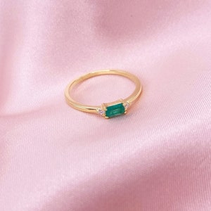 Sea Foam Green Ring Dainty Gold Ring Trendy Gold Ring Cubiz Zirconia Ring Gold Plated Sterling Silver Ring Women's Rings image 3