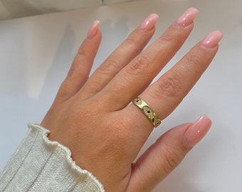 Evil Eye Ring | Adjustable 18K Gold Plated Ring | Trendy Rings | Gold Evil Eye Ring | Women’s Rings | Dainty Ring | Stacking Ring | Evil Eye