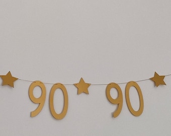 90th Birthday Party Banner/ Bunting in Gold