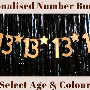 Personalised Number Banner. Any Age & Choice of Colours