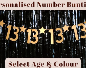 Personalised Number Banner. Any Age & Choice of Colours