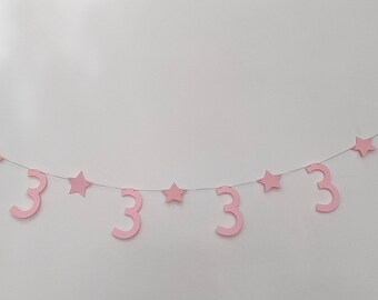 Personalised Number Banner/ Bunting in Pink