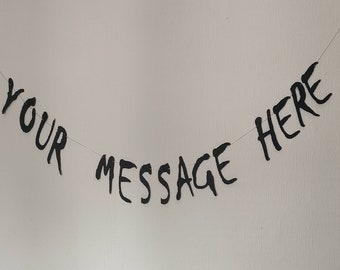 Gothic Black Custom Banner/ Bunting. Personalised Party Banner.