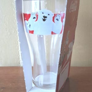 Zeldzame kerstglazen beker Coca-Cola met ijsberen in unieke kartonnen doos! NIEUW!