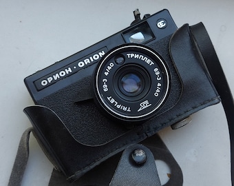 Film camera ORION with a Lens Triplet T-69-3 4/40 in a case of the USSR