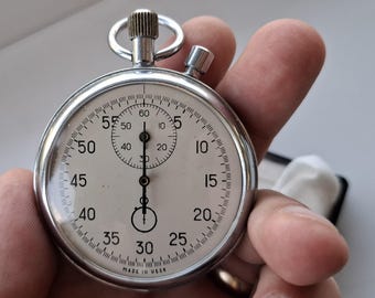 Rare Vintage Soviet Mechanical Agate stopwatch in plastic case