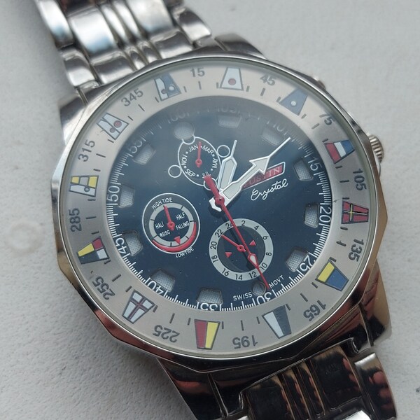 Rare stylish Justin Timepieces 3920G sport watch with Multicolored Backlighting